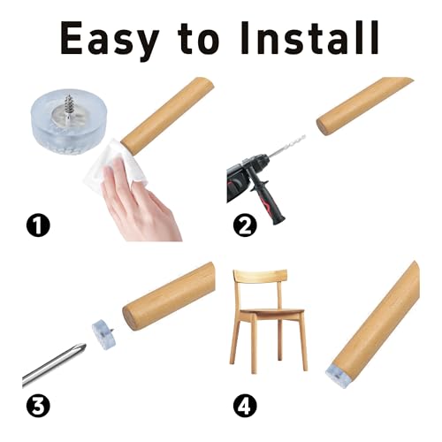 16PCS 1.2” Transparent Round Furniture Pads, Non-Slip Heavy Duty Screw-on Furniture Feet, Noise-Canceling Silicone Sliders for Table Desk Chair Sofa Legs - size: 1.2"