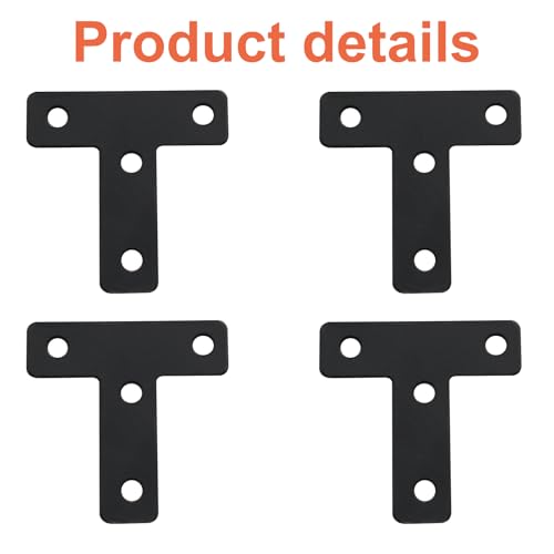 Bivethoi 20 Pcs T Shape Flat Mending Plates 50mm x 50mm (2" x 2") T Corner Braces T Bracket Connector Fixing Repair Plates for Wood Furniture, Cabinet, Windows, Black - size: 50x50mm/2"x2", style: T shape
