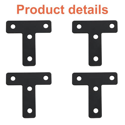 Bivethoi 20 Pcs T Shape Flat Mending Plates 50mm x 50mm (2" x 2") T Corner Braces T Bracket Connector Fixing Repair Plates for Wood Furniture, Cabinet, Windows, Black - size: 50x50mm/2"x2", style: T shape