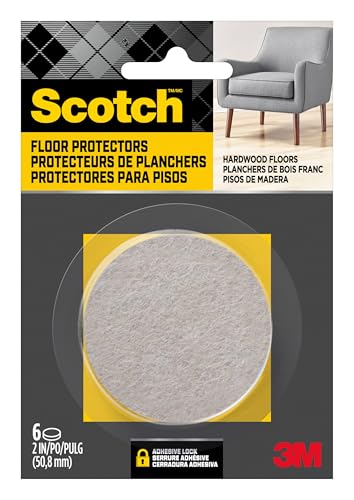 Scotch Felt Furniture Pads 6 PCS Furniture Pads for Hardwood Floors, Round, Beige, 2" Diameter