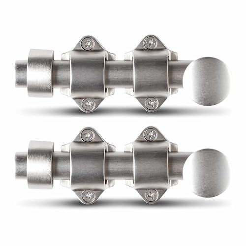 Mega Handles Dutch Door Bolt - 4 Inch Heavy Duty Slide Bolt Latch, Easy to Install Slide Latch for Dutch Doors, Suitable Slide Bolt for Toy Boxes, Cabinets, Pantry Doors and More - Satin Nickel - color: Stin Nickel, size: 2 Pack