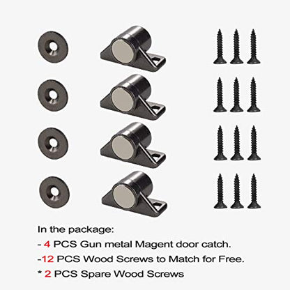 Keenkee 4 Pack Magnetic Cabinet Door Catch with Neodymium Magnet Cabinet Latch Magnetic Closure Hardware for Kitchen Cupboard and Closet Door Closing, Black Tone Gun Metal - color: Gun Metal 4ps