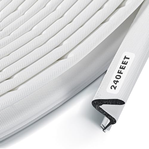 BBTO Weather Stripping Door Seal Exterior Weather Strip for Window V-Shaped Foam Kerf Garage Door Gap Blocker Soundproof Home Improvement Easy to Install(240 Feet,White) - color: White, size: 240 Feet