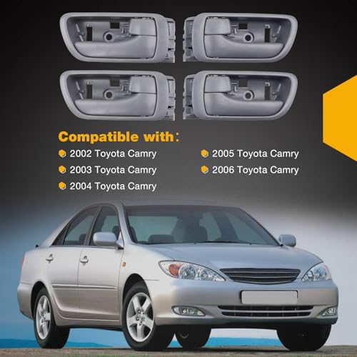 Interior Door Handles Set 4PCS, Front & Rear Inside Left Driver & Right Passenger Side Grey Handle With Door Lock Button, Compatible with Toyota Camry 2002-2006,Replaces# 69206AA021B2 69205AA021B2