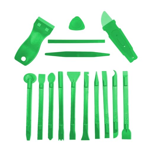 15pcs Scraper Tool Multiple Purposes Plastic Scraper Putty Knife removal shovel pryTool Set(Green)