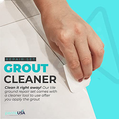 PentaUSA Tile Grout Repair Kit - Premixed Acrylic Sanded Grout for Bathroom, Shower & Kitchen, Water-Resistant Tube with Applicator, Fills Cracks and Gaps in Lines - Gray (8.8oz/250gr) - color: Gray