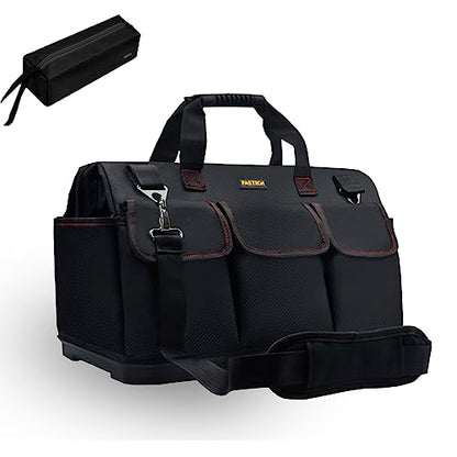 FASTECH 20-inch Heavy Duty Bottom Tools Bag with Wide Mouth for Tool Storage, Carrier and Organizer, Tool Bag for Men, Wide Mouth Tool Bags with Inside Pockets (20 Inch) - size: 20IN BOTTOM