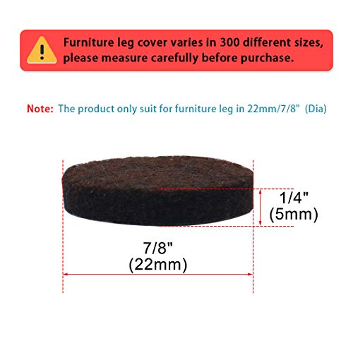 uxcell 70pcs Furniture Pads Round 7/8" Self-stick Non-slip Anti-scratch Felt Pads Floors Protector Dark Brown - size: 22 x 5mm