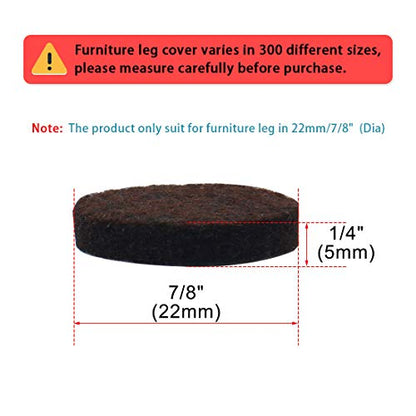 uxcell 40pcs Furniture Pads Round 7/8" Dia Self-stick Non-slip Anti-scratch Felt Pads Floors Protector Dark Brown - size: 22 x 5mm