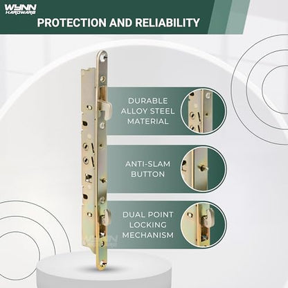 11-3/4" Multi-Point Alloy Steel Mortise Lock with Face Plate for Sliding Patio Glass Door with 11" inch Hole Spacing | 2 Point Locking Security Hardware Mechanism Latch Replacement - size: 11-3/4" Mortise Lock