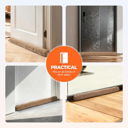 Door Draft Stopper,36 Inch Weighted Under Door Draft, Heavy Duty Soundproof Bottom of Door,Blocks Cold Air/Noise/Wind,Easy Install,Save Energy,Machine Washable,Home Essentials (Brown-36inch)