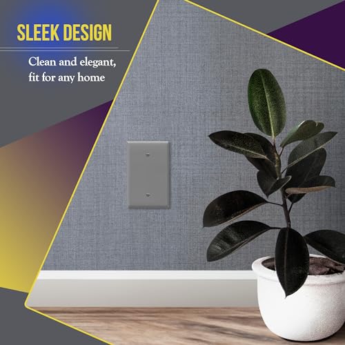 ENERLITES Blank Device Wall Plate, Jumbo Blank Cover, Gloss Finish, Oversized 1-Gang 5.5" x 3.5", Polycarbonate Thermoplastic, 8801O-GY, Gray - color: Gray, size: Over-Size