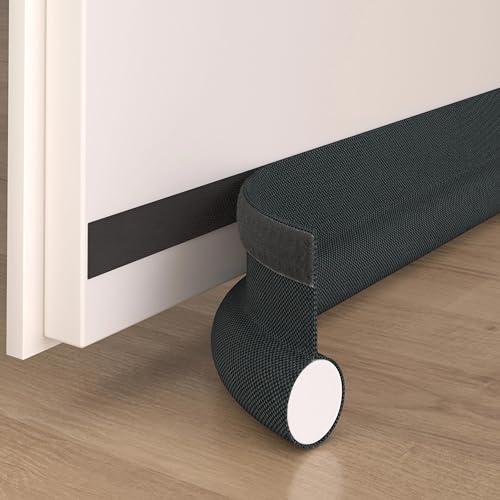 Adjustable 37" Door Draft Stopper, Install Quick Door Stoppers for Bottom of Door, Door Seal Strips Sweeps Sound Proofing Fit for Interior/Exterior Doors - Blocks Cold Air & Noise, Dark Gray