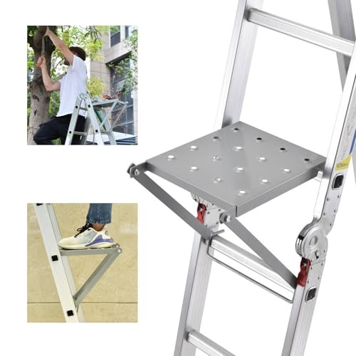 JADDUO Ladder Work Platform Anti-Slip Ladder Accessories Step Ladders Extension Ladders Work Stand System Ladder Tray for Painters and Tools Holds 400 Pound 17 x12 Inch - color: Silver