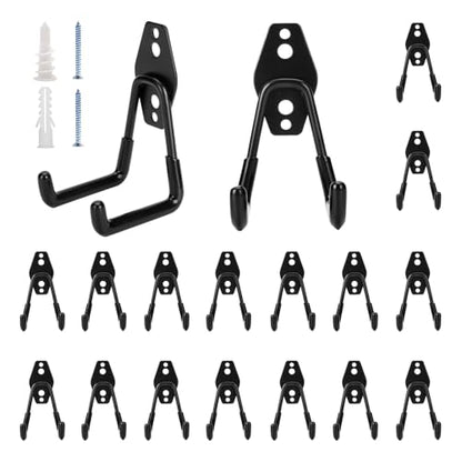 18 Pack Garage Hooks Heavy Duty - Supports 100 lbs, Utility Steel Garage Hanger & Organizer for Organizing Garden Lawn Tools, Ladders, Garden Hose, Digging Shovel, Bikes, Ropes - size: 18 Pack