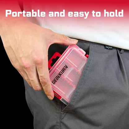 Geinxurn Small Flat Storage Parts Organizer, 2Pcs Red Portable Transparent Plastic Small Parts Tool Box with Removable Dividers, Screwdriver Bit Cases Storage(2 Pieces) - style: Flat-2pcs