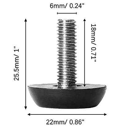 Zorfeter 30 Pcs Screw in Threaded Furniture Adjustable Levelers, M6 x 18mm Patio Furniture Glide Leveling Feet for Table, Chair, Furniture Legs - size: M6 x 18mm
