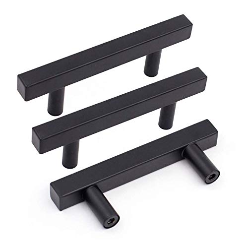 Goldenwarm 25 Pack Black Cabinet Handles 2-1/2"(64mm) Matte Black Cabinet Pulls T Bar Drawer Pulls for Kitchen Cupboard & Drawer Hardware - color: Black, size: 2-1/2 Inch Hole Center