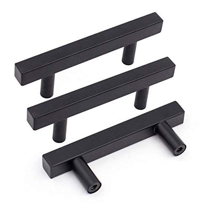 Goldenwarm 25 Pack Black Cabinet Handles 2-1/2"(64mm) Matte Black Cabinet Pulls T Bar Drawer Pulls for Kitchen Cupboard & Drawer Hardware - color: Black, size: 2-1/2 Inch Hole Center