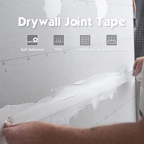 ROLLINGDOG Drywall Joint Tape, 2'' x147 ft Fiberglass Mesh Tape, Self-Adhesive Drywall Repair Tape for Wall Crack Repair, 1 Roll - style: Fiberglass Drywall Joint Tape