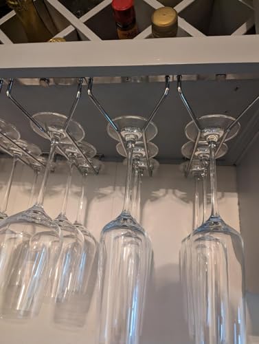 10.8 Inch Wine Glass Rack, Under Cabinet Wine Glass Holder, Wine Glass Hangers Under Shelf, Chrome Finish Stemware Rack, Hanging Stemware Holder for Cabinet Kitchen Bar, Set of 4 - color: Silver Chrome, size: 10.8 Inch 4 Pack
