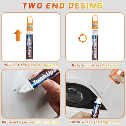 Touch Up Paint Pen for Cars, Car Paint Scratch Repair, 2-In-1 Car Touch Up Paint Fill Paint Pen, Quick & Easy Solution to Repair Minor Automotive Scratches 0.8 fl oz (White) - color: White