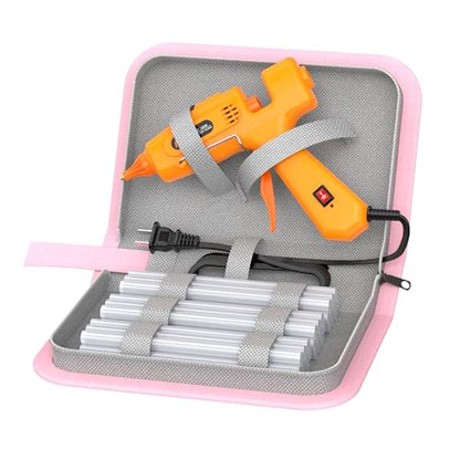 IZIO hot glue gun and sticks set with 21 glue sticks(7/16"), storage pouch, copper nozzle,Equipped with anti scalding mouth, safe switch, ergonomic grip, lightweight for diy projects, home repairs. - color: Pink