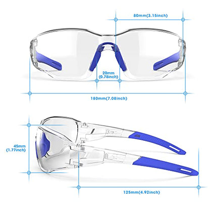 Safety Glasses Anti-Fog Lens,Adjustable Frames Eye Protection Goggles For Men Women - color: Blue