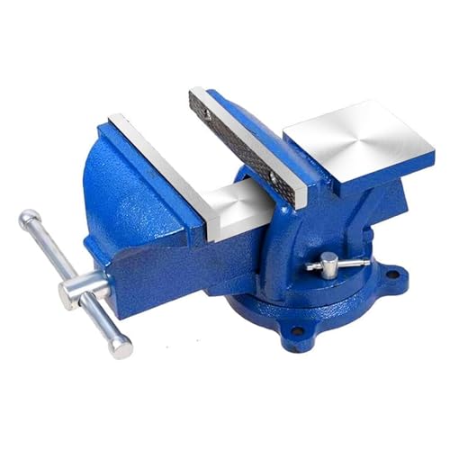 Bench Vise Heavy Duty 5-Inch, 360° Swivel Base with Anvil Clamp Cast Steel,Table Clamp Woodworking Vice,Multipurpose Workbenchw for Drilling, Pipe Cutting,Woodworking-Blue - color: Blue-5 Inch
