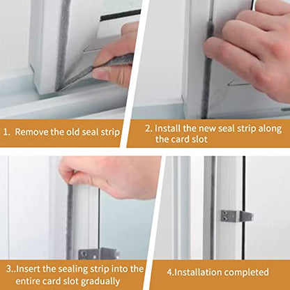 Weather Stripping Door Seal - 5m (16ft) Brush Weather Stripping,Card-Slot Seal Strip Pile Weatherstrip for Door Window (6mm x 6mm (Backing 0.236 x Brush 0.236 Inch), Gray) - size: 6 mm x 6 mm