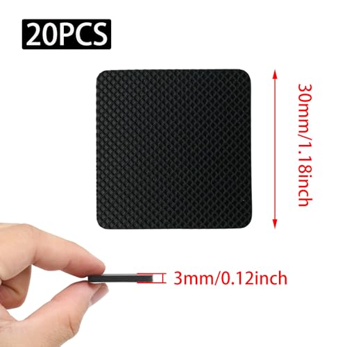20pcs Black Non Slip Furniture Pads,Solid Rubber Furniture Pads Self Adhesive Anti-Sliding Grippers,Rubber Feet for Bed Couch Table/Floor Protectors(1.2inch Square) - size: 1.2inch