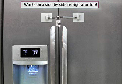 Refrigerator Lock (White with Silver Combination Padlock) - color: 1-Pack, White with Silver Combination Padlock