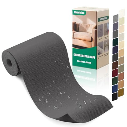 Gheeidau Canvas Repair Tape 4×70 Inch Waterproof Self-Adhesive Fabric Repair Patch for Repairing Boat Covers,Tents,Patio Umbrellas,Car Seats,Luggage,Sofas.(Charcoal Grey) - color: Charcoal Grey