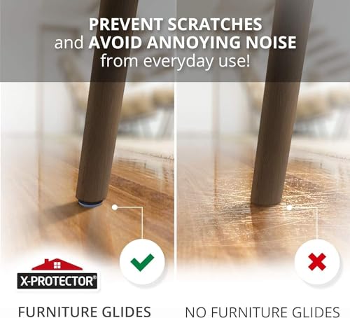 Chair Glides X-Protector – 1" Furniture Glides 24 pcs – Grey Nail-on Chair Sliders – Premium Chair Leg Floor Protectors – Slide Effortlessly with Chair Leg Pads That Protect Your Floor! - size: 1" 24 PCS Grey