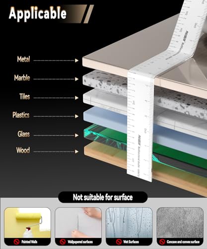 PHIXBEAR Heavy Duty Double Sided Tape 17FT x 1.18" - Clear Nano Mounting Tape with Dual Scale, No Residue for Wall Posters, Rugs, Home Decor