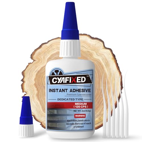 CYAFIXED Professional Grade Cyanoacrylate Super Glue, Medium Viscosity CA Glue for Woodworking, 2 oz. (56.8 Grams) - Instant Adhesive for Woodturning, Pen Turning, Hobby Models & Most Wood Bonding - size: 2 oz