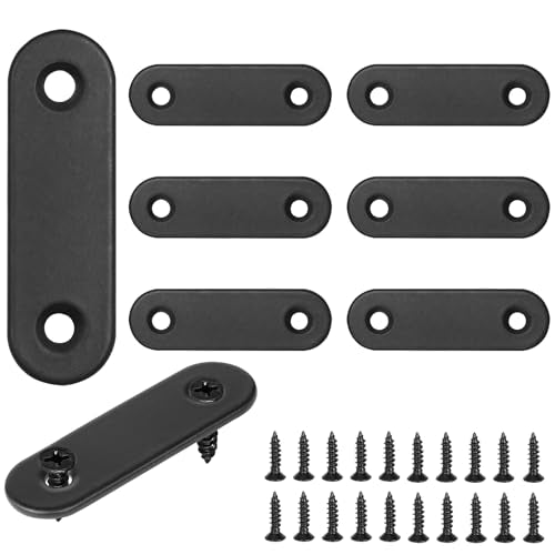 50 x 16 x 2mm Flat Bracket, Masendelk Stainless Steel Straight Brace, Metal Straight Corner Brace, Black Straight Bracket, Flat Fixing Mending Joining Plate with Screws (2 x 0.63 Inch, 32 Pcs) - color: Black, size: 50 x 16 x 2mm