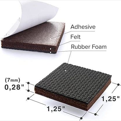 Non Slip Furniture Pads 8 pcs 1 1/4" X-Protector - Premium Furniture Grippers! Self-Adhesive Rubber Feet Furniture Feet - Ideal Non Skid Furniture Pad Floor Protectors - Keep Furniture in Place! - size: 8 Square 1.25"