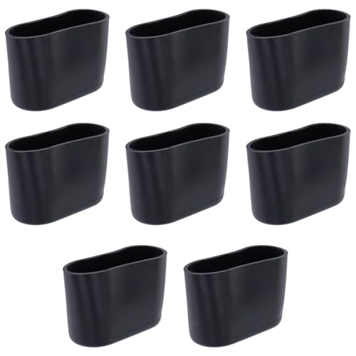 Geesatis 1.3" X 0.6" Oval Chair Leg Caps, PVC Table Chair Leg Cover, Hardwood Floor Protector, Double Thickness, Black, PVC, Rectangle,8 Pack - size: 1.3 x 0.6 inch - Black