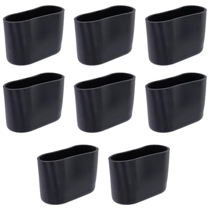 Geesatis 1.3" X 0.6" Oval Chair Leg Caps, PVC Table Chair Leg Cover, Hardwood Floor Protector, Double Thickness, Black, PVC, Rectangle,8 Pack - size: 1.3 x 0.6 inch - Black