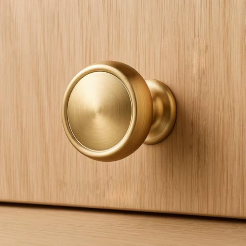 10 Pack Champagne Bronze Cabinet Knobs, 1-1/4 Inch Modern Furniture Hardware Zinc Alloy Knob, Single Hole Hardware Handles Kitchen Cabinet Dresser Knob, Drawer Knobs - color: Champagne Bronze