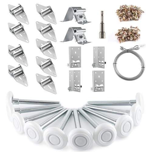 XiKe 2" Nylon Garage Door Roller 4" Stem and Hinges Kit with Top & Bottom Bracket Steel Wire Rope Screw Sleeve Hardware Set for 8 x 7 or 9 x 7 FT Door - color: White, size: 8*7FT DR (rollers+hardware)
