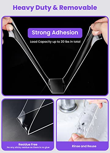 Upgraded Double Sided Tape Heavy Duty,Extra Large Nano Double Sided Adhesive Mounting Tape,Clear & Tough Sticky Poster Wall Tape ,1.18 x 120 In,Multipurpose Tape Picture Hanging Strips for Home Office - size: 1.18 x 120 inch