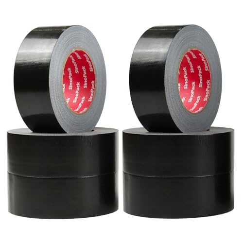 Heavy-Duty Duct Tape, 48mm x 45 Yard Black Duct Tape Bulk 6-Pack Total 270yds– All-Purpose Cloth Backing Black Tape for General Maintenance, Moving & Storage Sealing - color: Black, size: 1.88in x 45y-6Pack