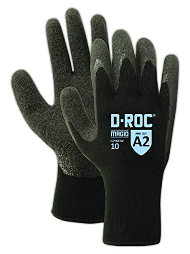 MAGID D-ROC ANSI A2 Thermal Latex Palm Coated Work Gloves, 1 Pair, GP400W - size: 8/M, style: 1 Pair