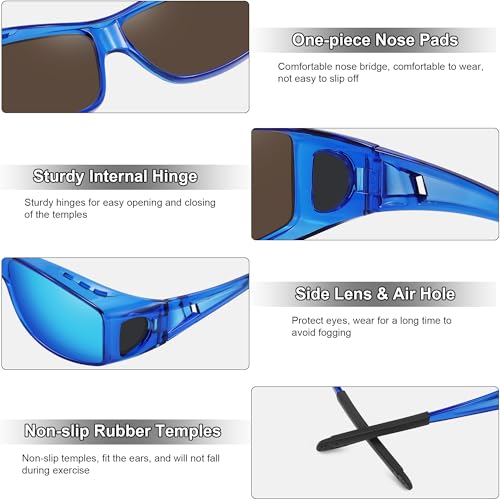 MEETSUN Fit Over Glasses Sunglasses for Men Women,Wrap Around Sunglasses Polarized UV400 Protection - color: (Z1)-dark Blue-blue Mirror Lens
