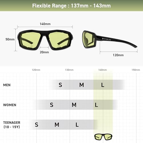 REV Z87+ Powersports Motorcycle Riding Goggles High Impact Photochromic UV400 Sports Wrap Sunglasses Safety Glasses - color: Cyber Yellow