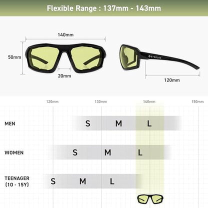 REV Z87+ Powersports Motorcycle Riding Goggles High Impact Photochromic UV400 Sports Wrap Sunglasses Safety Glasses - color: Cyber Yellow