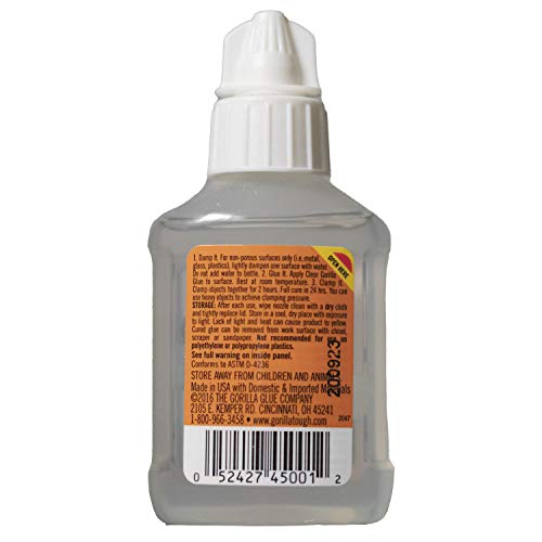 Gorilla Clear Glue, 1.75 Ounce Bottle (Pack of 5) - Crystal Clear, All Purpose, and Water Resistant - size: 5 - Pack, style: 1.75 Ounce