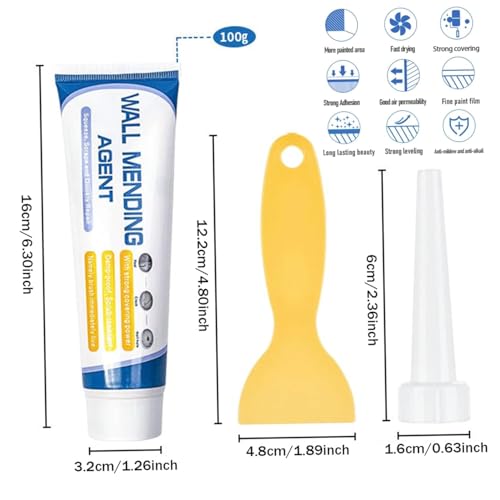 Wall Repair Paste Tube | Drywall Patch Repair Kit for Holes & Cracks | Nail Hole Filler & Filler for Aluminum, Metal, Wallboard, Plasterboard | Easy to Use Drywall Filler & Repair Agent (1) - color: 1
